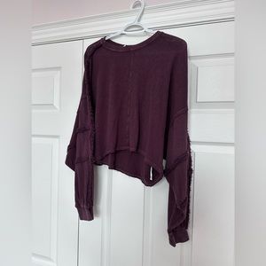 Free People Movement Purple Long Sleeve Crop Size Large